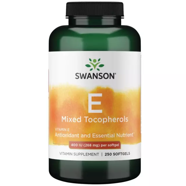 Swanson Vitamine E Assortiment Tocophérols 400iu 250 Gélule, Peau & Immune Appui