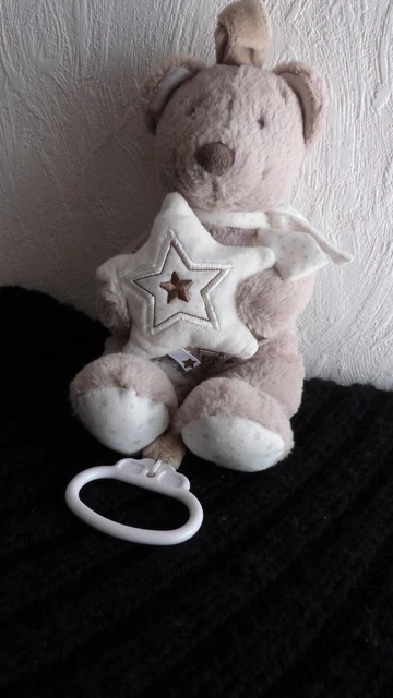 doudou peluche musical pommette ours ,coussin etoile echarpe