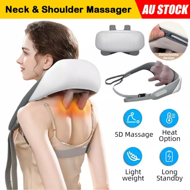 Cordless Deep Tissue Electric 5D Shiatsu Kneading Back Neck Shoulder Massager AU