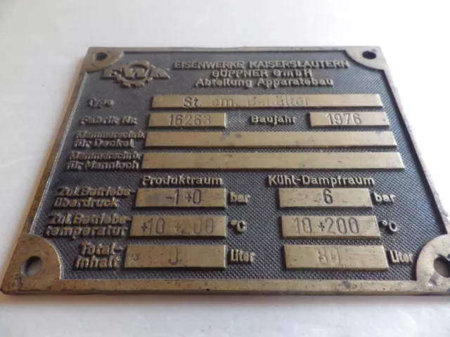 Plaque De Vehicule Militaire Allemande De 1976 Societe Ewk Allemagne 2