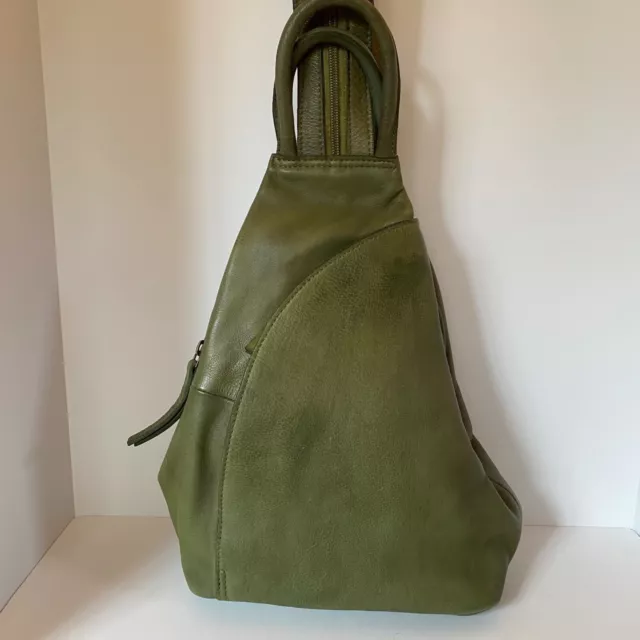 FREE PEOPLE We The Free Soho Convertible Sling Backpack Leather Green
