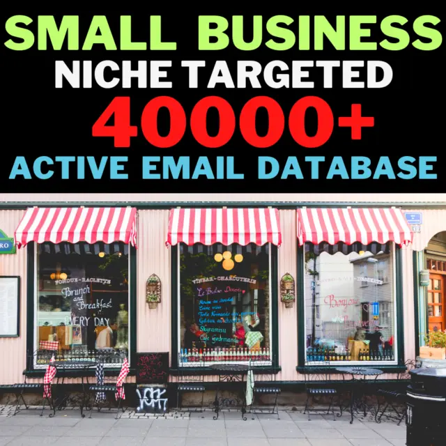 Small Business Email Database, B2B ,B2C Email lists, Niche Targeted Email List