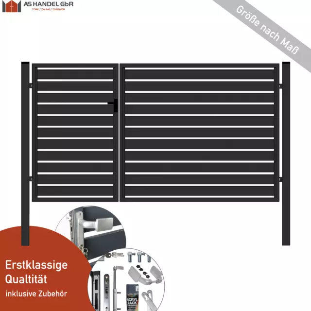 Gartentor Einfahrtstor Tor Hoftor 2-Flügelig Asymmetrisch Anthrazit 150cm