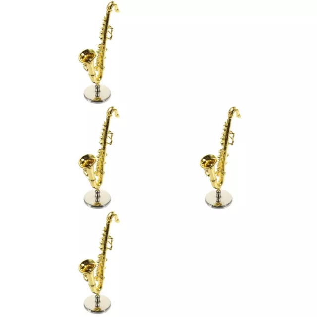 Set of 4 Dollhouse Accessories Alloy Child Music Decor Mini Saxophone