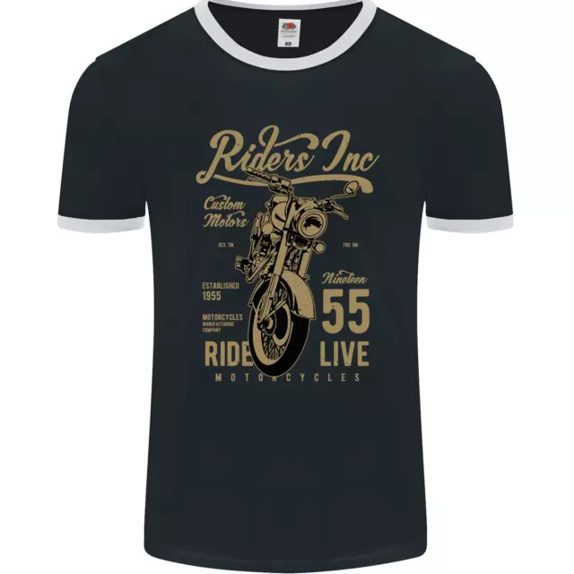 Maglietta Riders Inc Motorcycle Cafe Racer Biker Bike Uomo Ringer FotoL