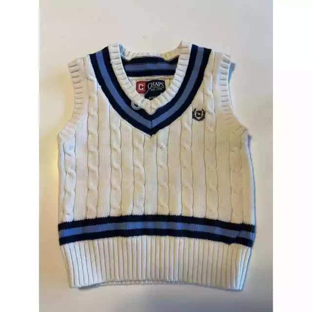 Chaps Boys Size 3T Cable Knit V Neck Sweater Vest