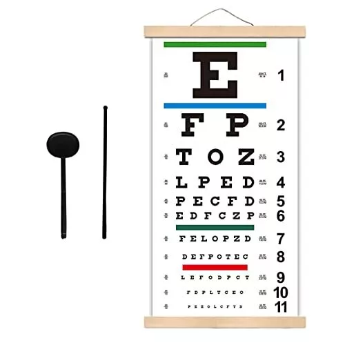 Snellen Eye Chart Eye Charts for Eye Exams 20 Feet with Wooden Frame 11x22 In...