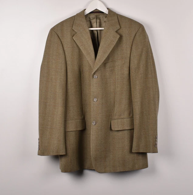 Pierre Cardin Paris Vintage Quadri Uomo Lana Giacca Blazer Taglia EU50 UK40