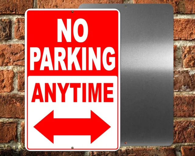 No Parking Anytime Double Arrows Metal Sign warning towed SNP026