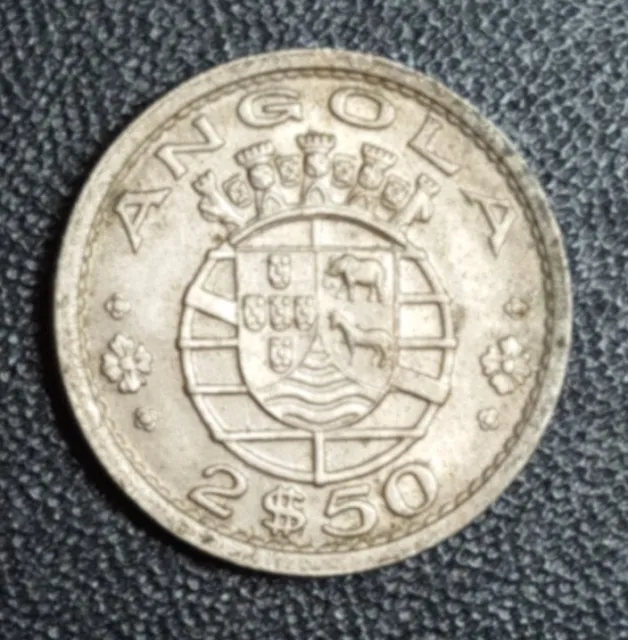 1967 Portuguese Angola 2 1/2 Escudos Vintage XF Coin KM 77