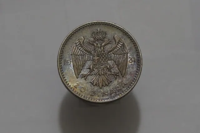 YUGOSLAVIA 20 Dinara 1931 - Silver HIGH GRADE B46 #Z3390