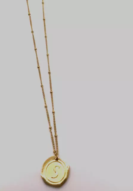 SAVVY CIE JEWELS 283656 22K Gold Plated Initial Coin Necklace 