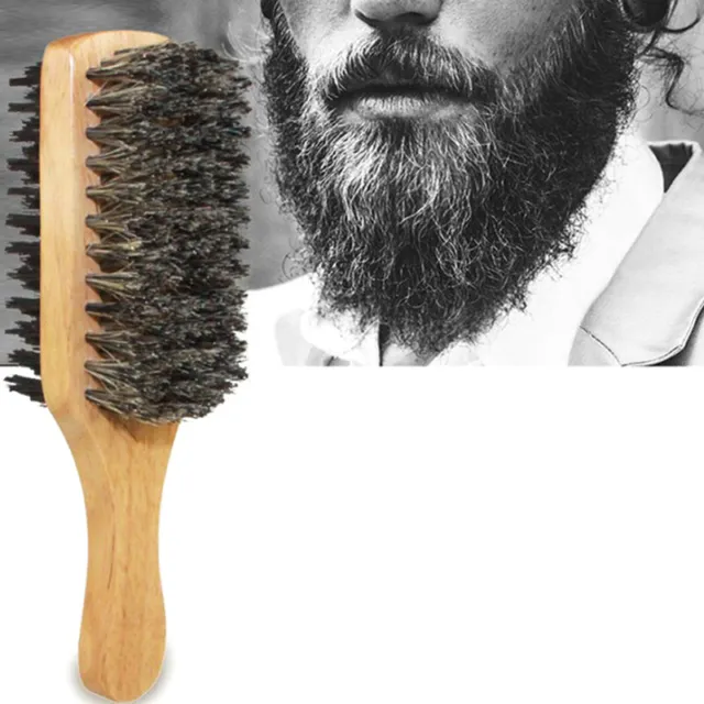 1X Mens Boar Bristle Hair Brush Wooden Curly Wave Brush Styling Beard Hairbr-wf