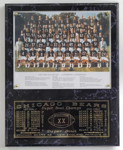 1985 Chicago Bears Super Bowl XX Champions 12" x 15" Plaque