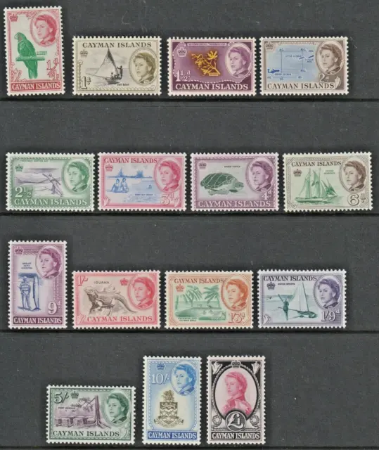 CAYMAN ISLANDS - QE COMPLETE Set of 15 to £1 *MINT HINGED* (CV £100+)