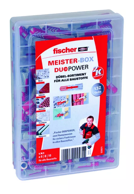 fischer Meister-Box, Dübel-Sortiment Duo Power 132 Teile für alle Baustoffe