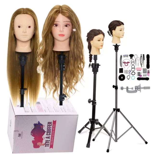 24'' Salon Long Training Head Make-up Mannequin Doll Clamp Hairdressing Practice