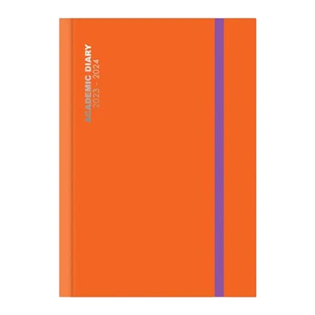 2023-2024 Mid Year A4 Day A Page Academic Diary Elastic Band Casebound - Orange