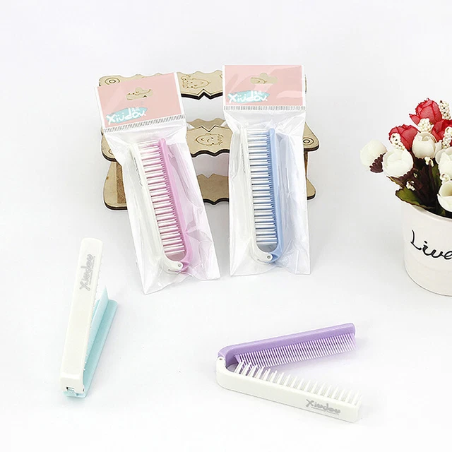 Mini Portable Hair Comb Plastic Barbers Brush Comb Foldable Pocket Head Massager