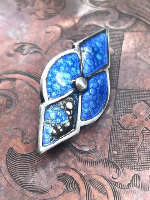 Antique Art Deco Silver Enamel Brooch 2.8 Cm Long 1920S