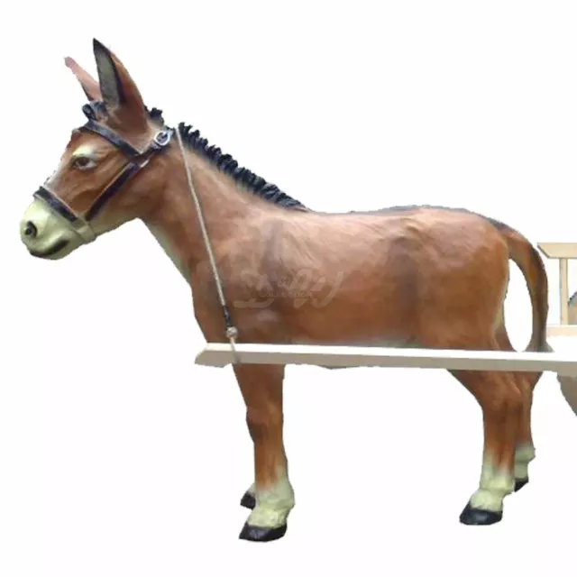 DEKO ESEL lebensgross braun 102 cm Patina Garten Tier Figur BAUERNHO DONKEY