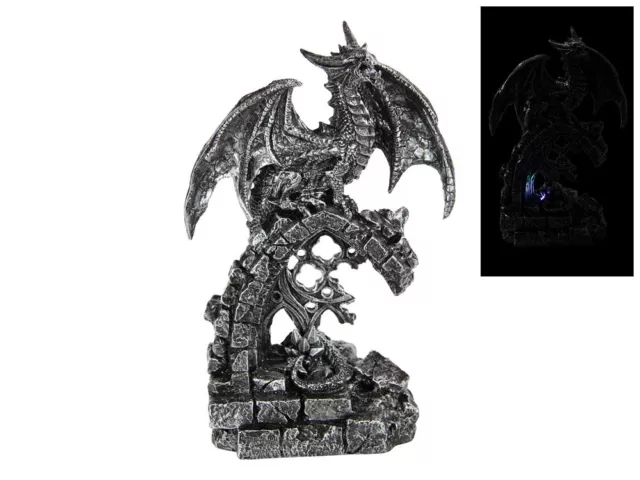25cm Black Dragon Ancient Mystic Realm Door Ornament Statue Figurine Sculpture 2