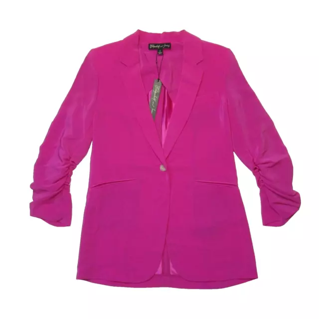 NWT Elizabeth & James Heather Blazer in Fuchsia Pink Ruched Sleeve Crepe  4 $495