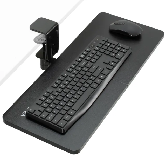 VIVO Black 25 x 10 inch Clamp-on Rotating Computer Keyboard and Mouse Tray