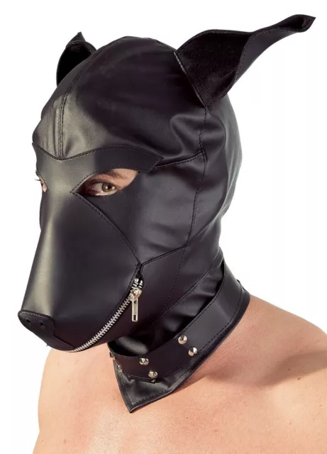 Sexy Maschera Canina con zip sul muso Dog Mask Cappuccio Bondage Erotic bdsm 3