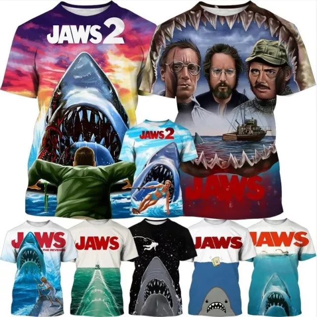 Horror Movie Jaws Shark 3D Print Women Men Short Sleeve T-shirt Tops Casual