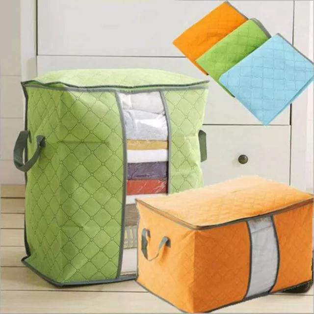 1x Large Clothes Quilt Blanket Storage Bag Fabric Home Organiser Zipper Boxes