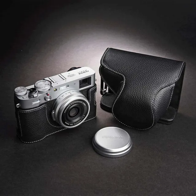 Handmade Genuine Leather Half Camera Case Cover For Fujifilm X100V Vintage Bag