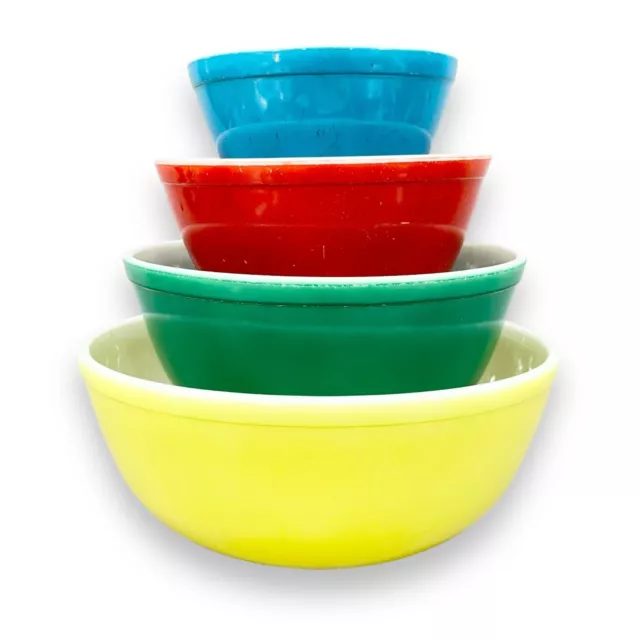 Pyrex Primary Colors Mixing Bowl Set 4pc Nesting Bowls 1960s Vintage MCM Style