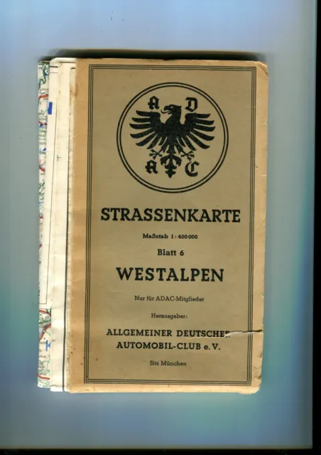 ADAC Strassenkarte Westalpen, 1:400.000, von ca. 1956