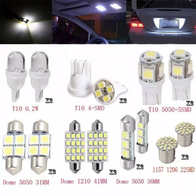 14-teiliges Set T10 31&41 mm LED weiß Auto Innenraum Licht Kuppel Nummernschild Lampe Glühbirnen