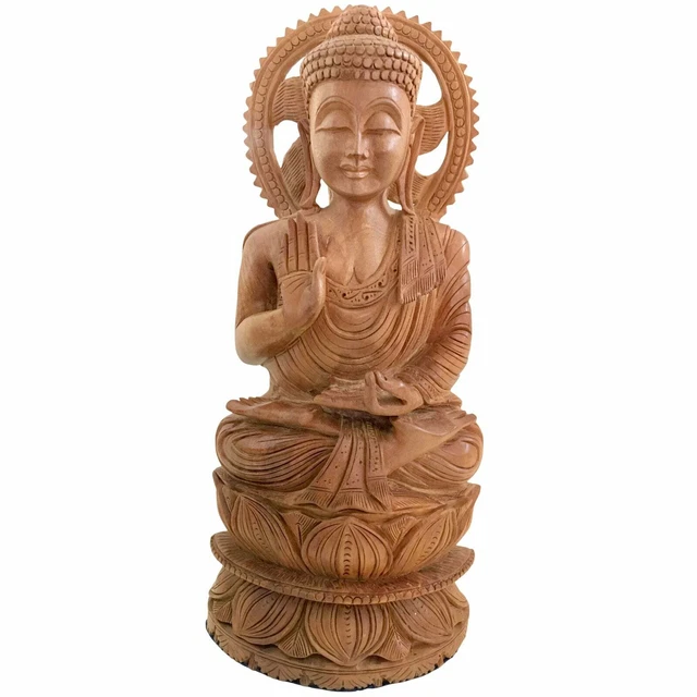 Indian Sandalwood Sitting Buddha Lotus Meditation HandMade Mysore Antique