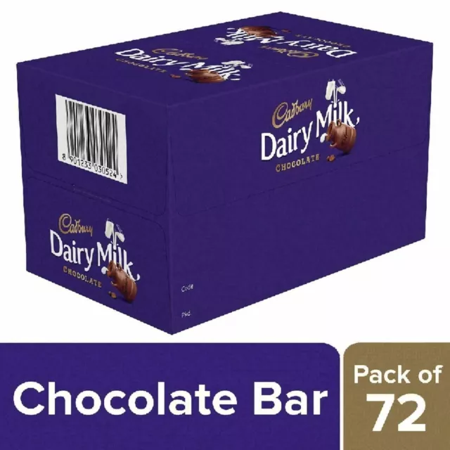 Cadbury Dairy Milk Chocolate Bar, 6.6g (Pack of 72)