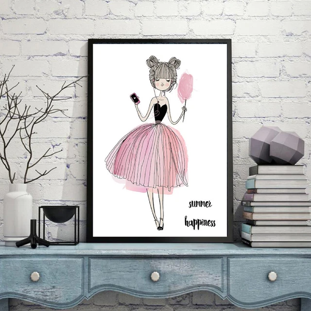 Póster Decorativo Colgante Impermeable Dulce Niña Cuadro Colgante Ligero