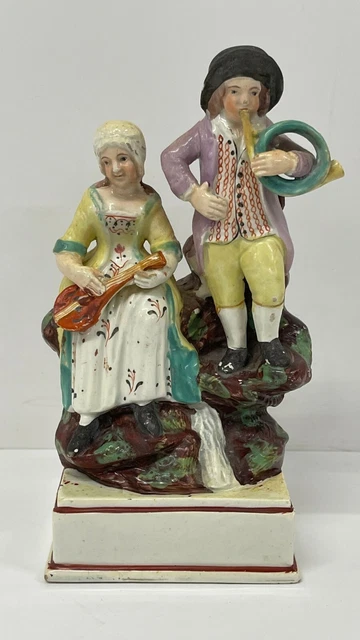 Staffordshire Figurine Groupe Pearlware Ancien Musiciens Environ 1820 Géorgien