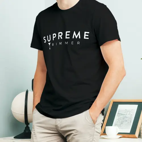Black Cotton Comfortable Everyday Wear T-Shirt by Supreme Trimmer