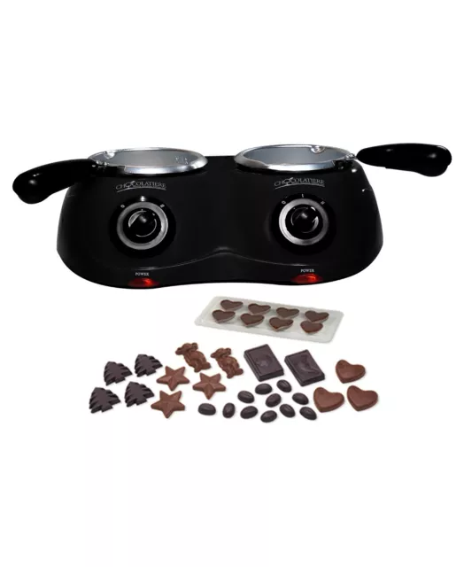 TotalChef Electric Chocolate Fondue Melter Machine with Double Melting Pot,Black