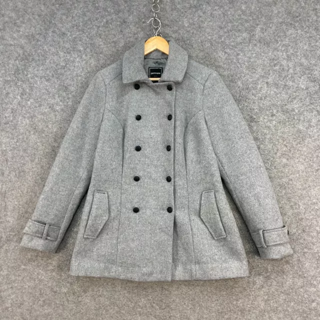 Portmans Coat Womens 14 Grey Button Long Sleeve Wool Blend Pockets A1106