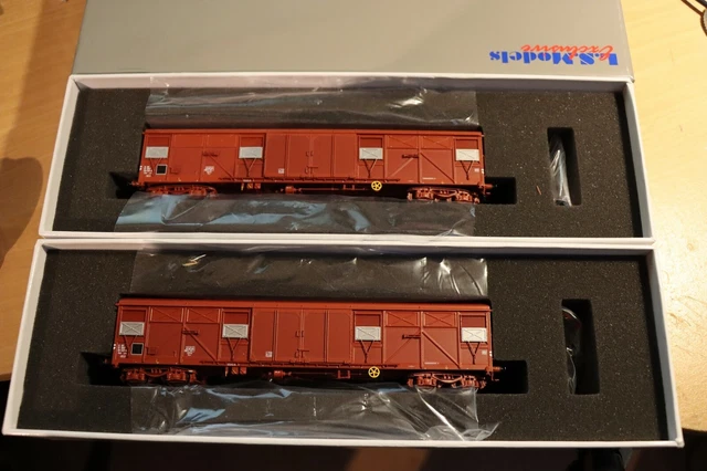 LS MODELS 2 Wagons Minéraliers DMH Ermewa Rouge UIC Ep IV-V – Maquette Ferroviaire Occasion