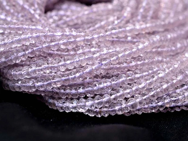 Naturel AAA Rose Améthyste Facettes 3mm-4mm Rondelle Gemmes Perles 13 " Brin