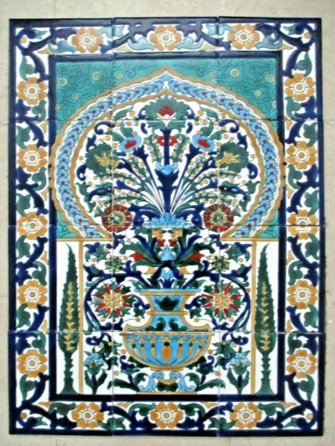 Ceramic tile art Mosaic wall mural Arabesque Antique floral BACKSPLAH  18" x 24"