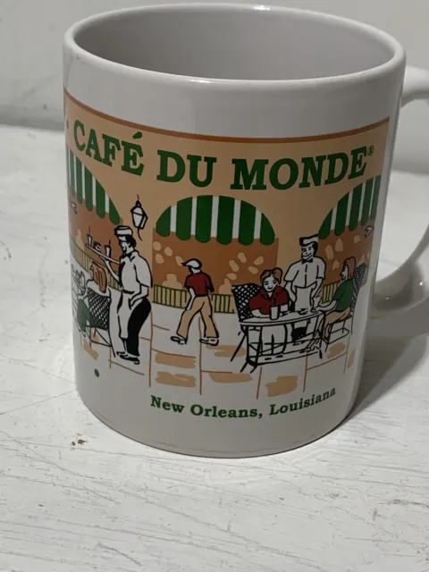 Cafe Du Monde Coffee Mug New Orleans Vintage 1996 White Green Cup Youngberg Co