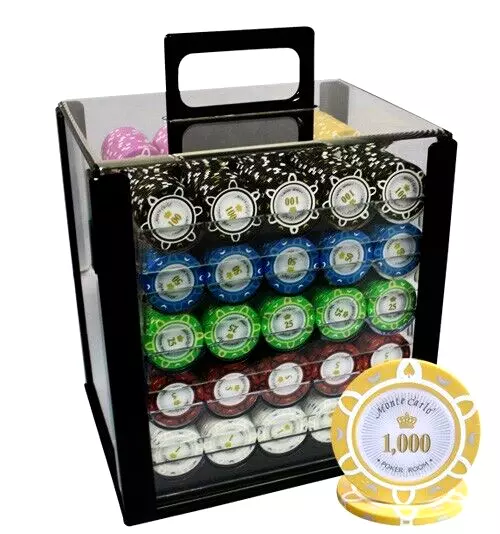 Mrc Poker 1000Pcs 14G Monte Carlo Poker Room Poker Chips Set With Acrylic Case