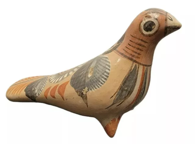 Vintage Tonala Mexican Hand Painted Pottery Bird Red & Tan. 3-1/2" H x 7-1/2" W Vintage Tonala Mexican Hand Painted Pottery Bird Red & Tan. 3-1/2" H x 7-1/2" W
