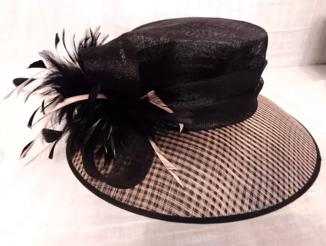 MARKS SPENCER Black Natural Straw Hat Formal Occasion Wedding Races 15.99 PicClick UK