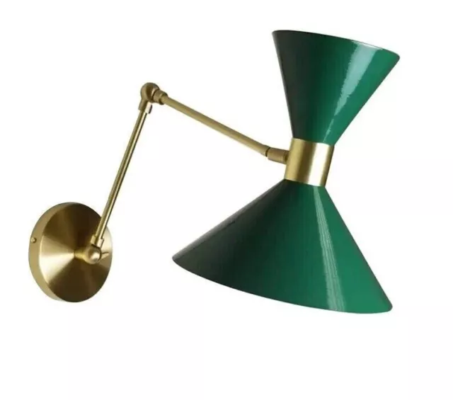 Large Scale Monarch Wall Mount Lamp in Brass, Emerald Green, Blueprint Lighting